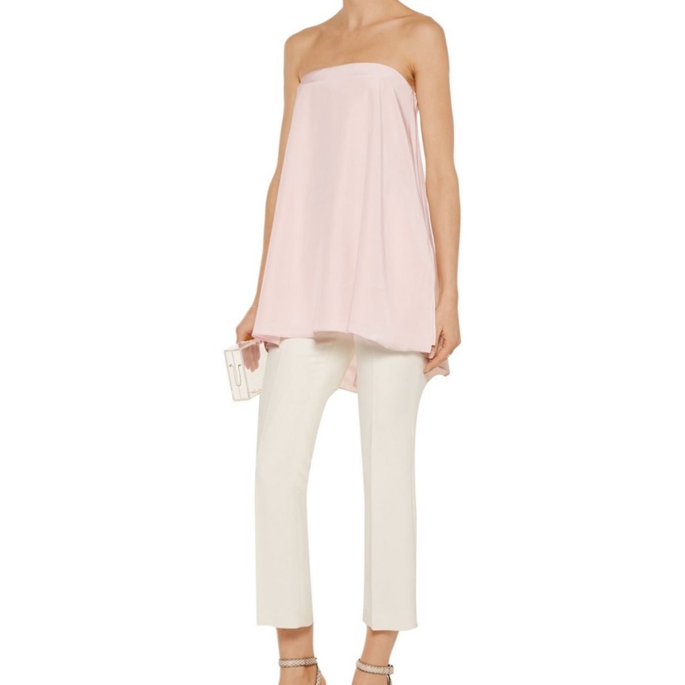Tibi Silk Pink Strapless Blouse